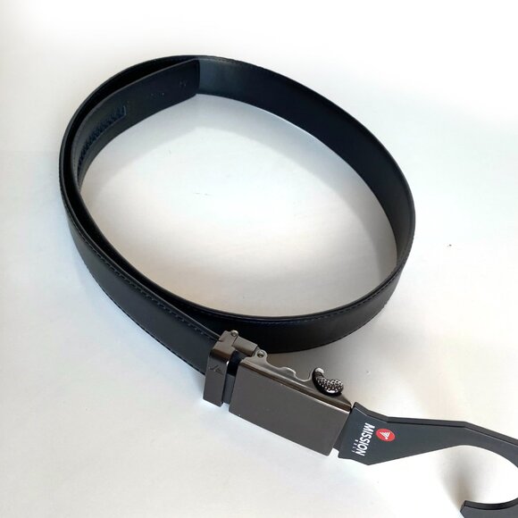 Mission Belt Leather Classic BRAND NEW One Size Fits Up 34 Gunmetal/Black - Picture 4 of 8